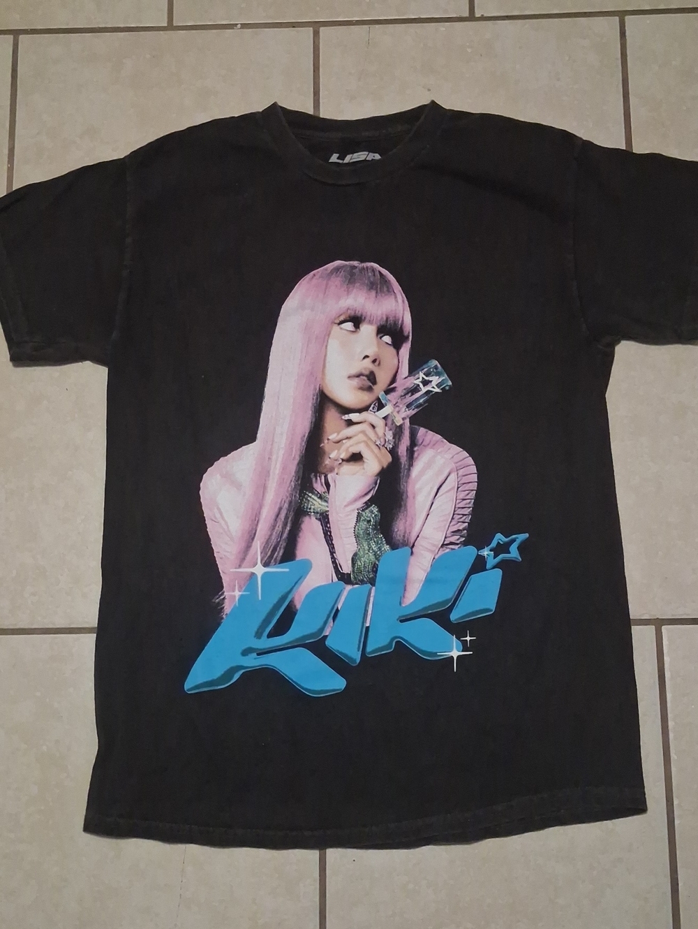Lisa Womens Sz Med Washed Black Kiki Licensed Graphic Band Tshirt NEW
